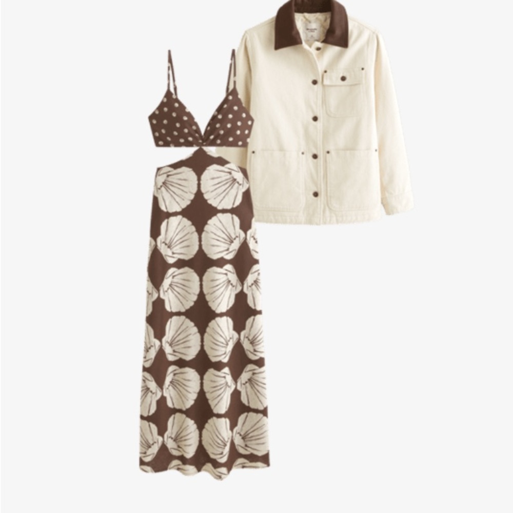 A&F Julia Slip Cutout Maxi Dress in Brown Print - Picture 3 of 3